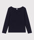 Women's Straight long-sleeved scoop neck T-shirt in slub jersey