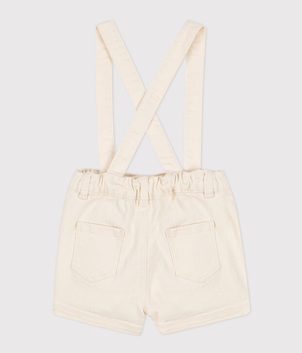 Babies' Denim Dungaree Shorts Ecru