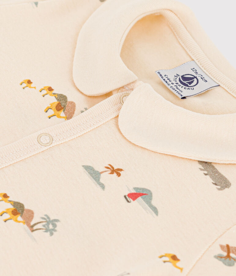 Babies' Palm Tree Patterned Cotton Playsuit Ecru/multicolor