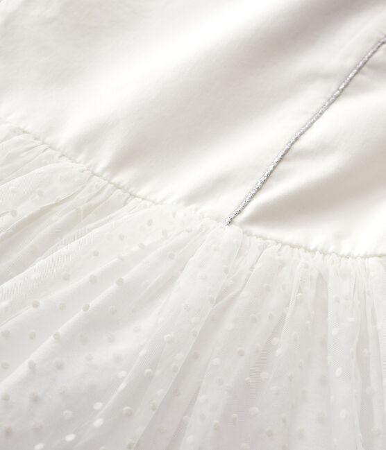 Girls' Satin and Tulle Formal Dress MARSHMALLOW white