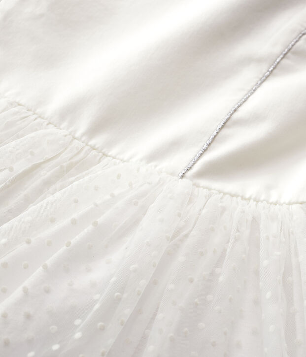 Girls' Satin and Tulle Formal Dress white
