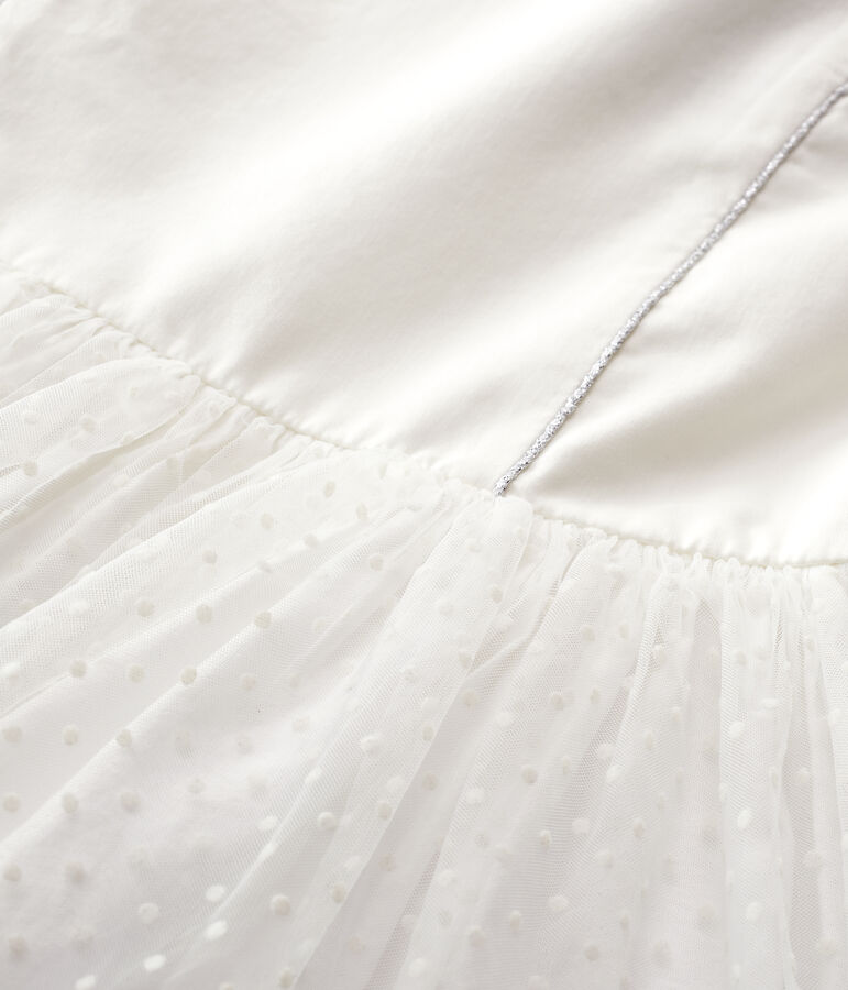 Girls' Satin and Tulle Formal Dress white