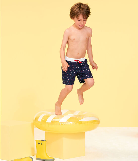 Boys' Print Beach Shorts SUBMARINE blue/MULTICO white