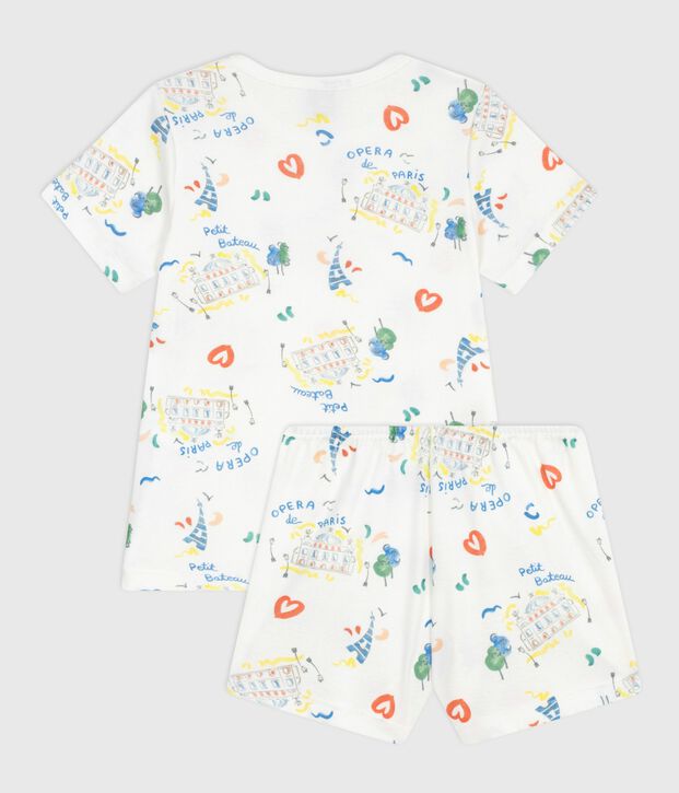 Children's short Opera print cotton pyjamas white/multicolor