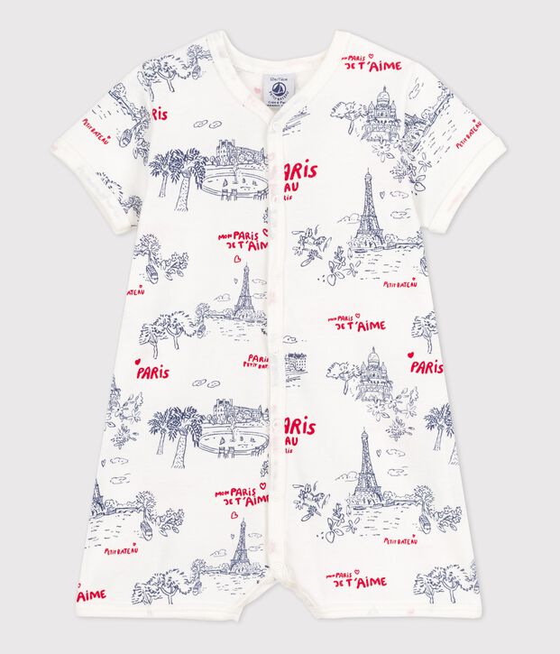 Babies' Paris-Themed Cotton Playsuit white/multicolor