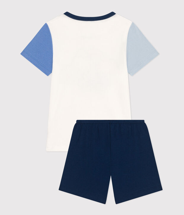Children's Plain Short Cotton Pyjamas blue/multicolor