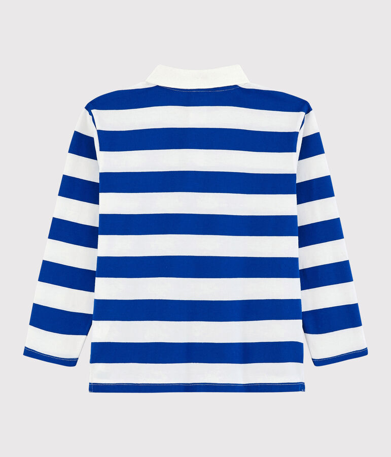 Boys' Long-Sleeved Jersey Polo Shirt blue/white
