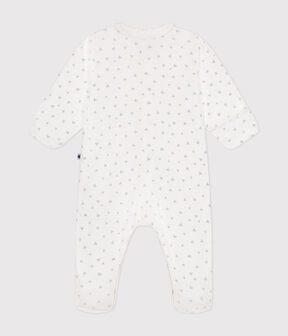 Babies' printed cotton pyjama suit MARSHMALLOW blue/GOMME white