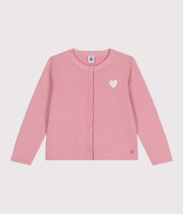 Children's plain fleece cardigan pink