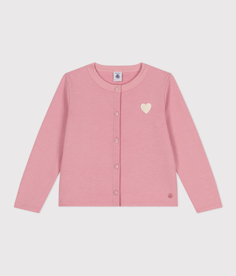 Children's plain fleece cardigan CHARME pink