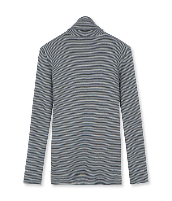 Women's striped polo neck - Previous collection ABYSSE blue/LAIT white