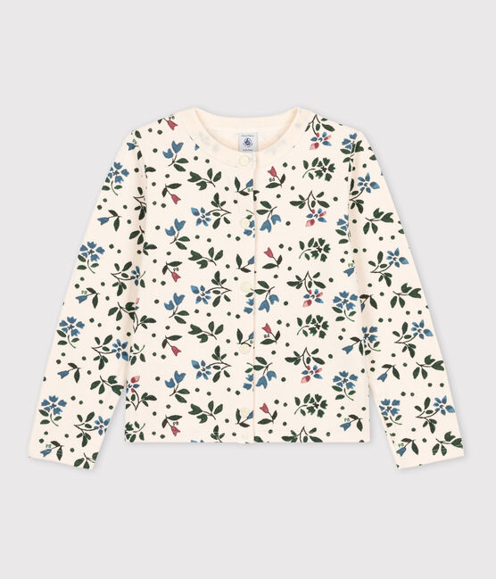 Girls' Tube Knit Patterned Cardigan AVALANCHE white/MULTICO