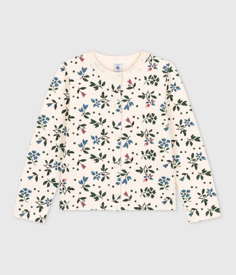 Girls' Tube Knit Patterned Cardigan Ecru/multicolor