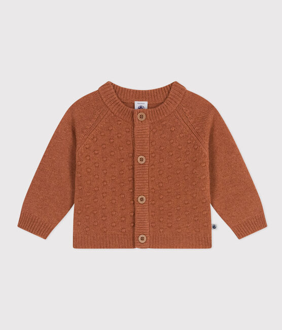 Babies' Wool/Recycled Nylon Knit Cardigan ECUREUIL brown