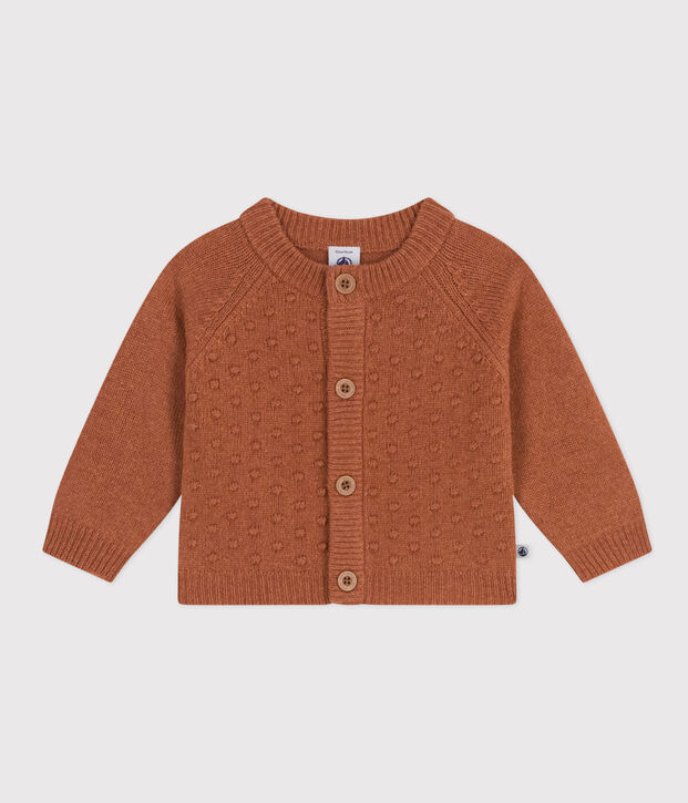 Babies' Wool/Recycled Nylon Knit Cardigan brown