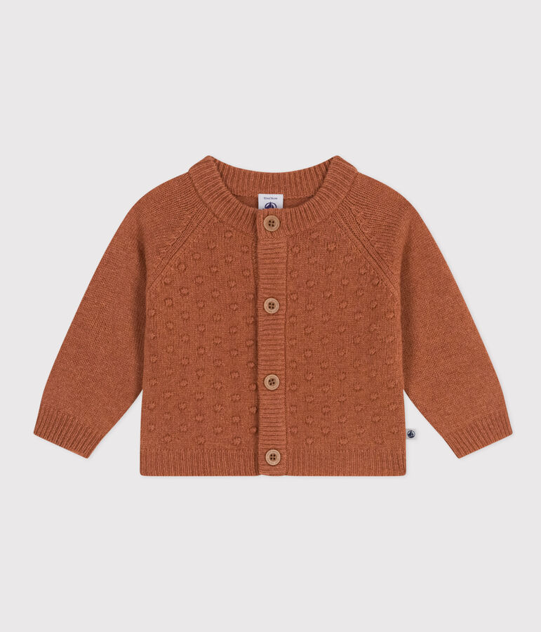 Babies' Wool/Recycled Nylon Knit Cardigan brown