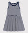 Girls' Sleeveless Striped Cotton Dress MEDIEVAL blue/MARSHMALLOW white