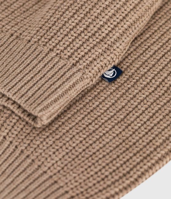 Women's plain wool and cotton cardigan ROCHE brown