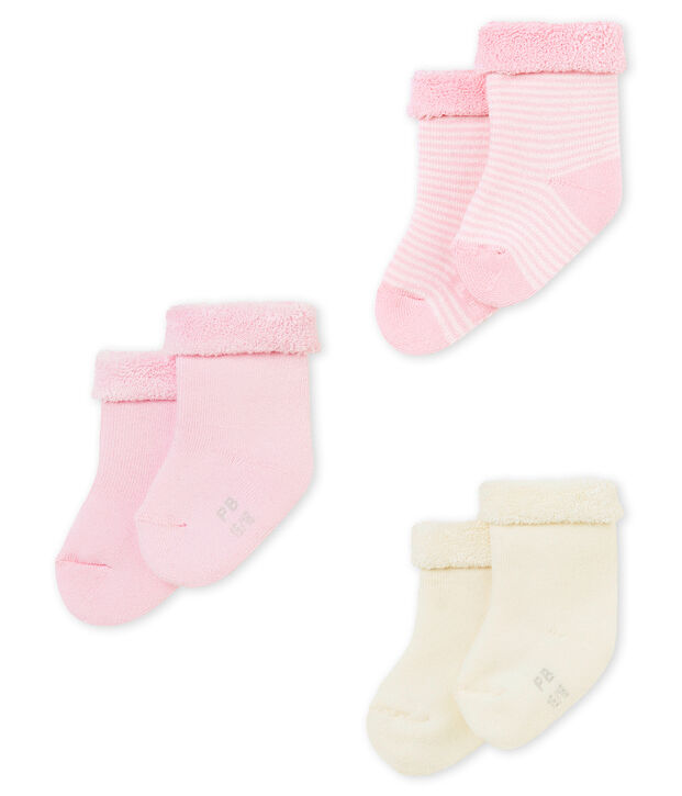 Set of 3 pairs of unisex baby's socks multicolor
