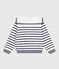 Children's stripy cotton sailor jumper MARSHMALLOW blue/SOIR
