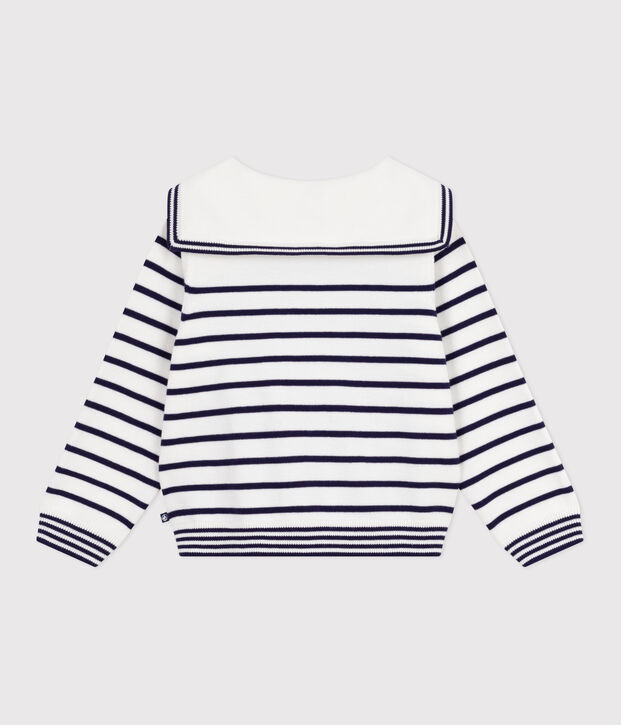 Children's stripy cotton sailor jumper blue/blue