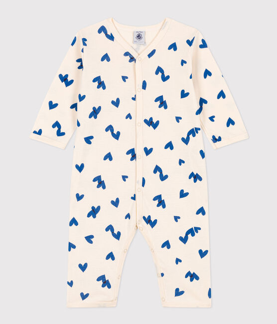 Babies' Patterned Footless Cotton Pyjamas AVALANCHE white/MEDIEVAL