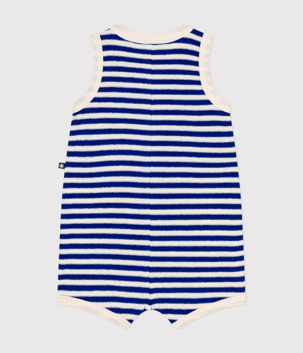 Babies' Terry Short Playsuit blue/ecru