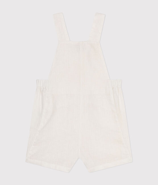 Babies' Short Linen Dungarees ECUME white