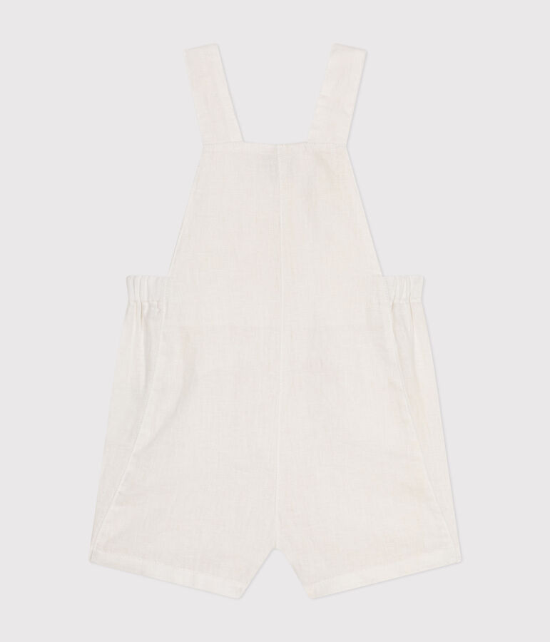 Babies' Short Linen Dungarees white