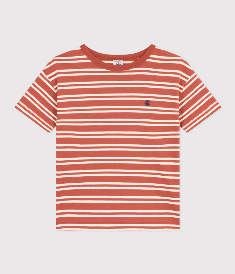 Boys' Stripy Jersey T-shirt brown/ecru