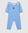 Babies' Footless Organic Cotton Sleepsuit BRASIER blue/MARSHMALLOW grey