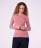 Women's long-sleeved stripy cotton T-shirt red/white