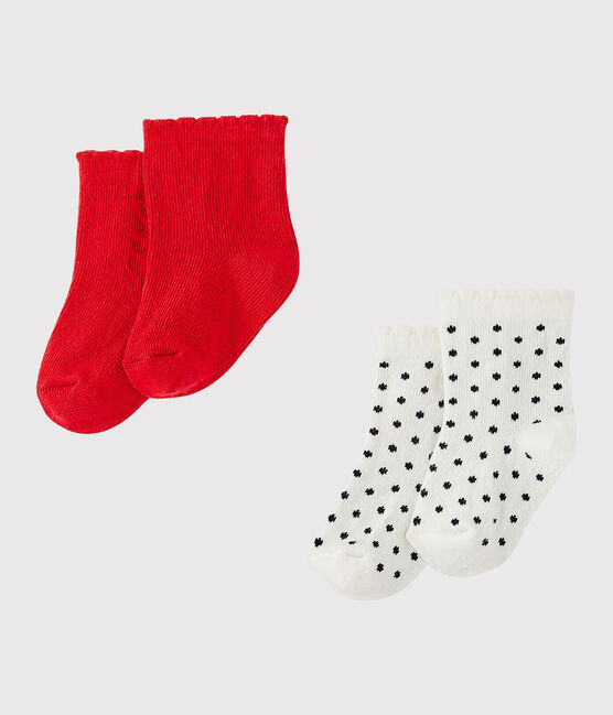 Set of 2 pairs of baby girl's socks LOT white