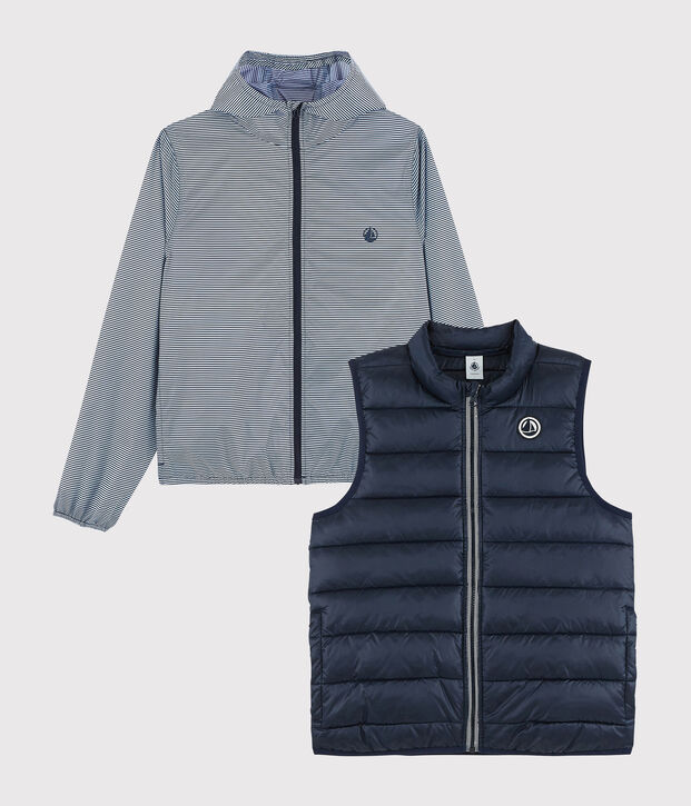 Women's 3 in 1 windbreaker made from recycled materials blue/white