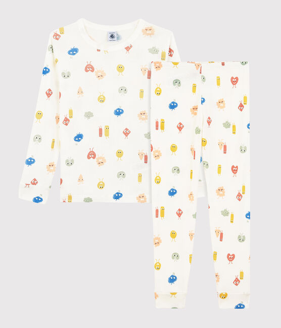 Unisex Feelings Themed Cotton/Lyocell Pyjamas MARSHMALLOW white/MULTICO white
