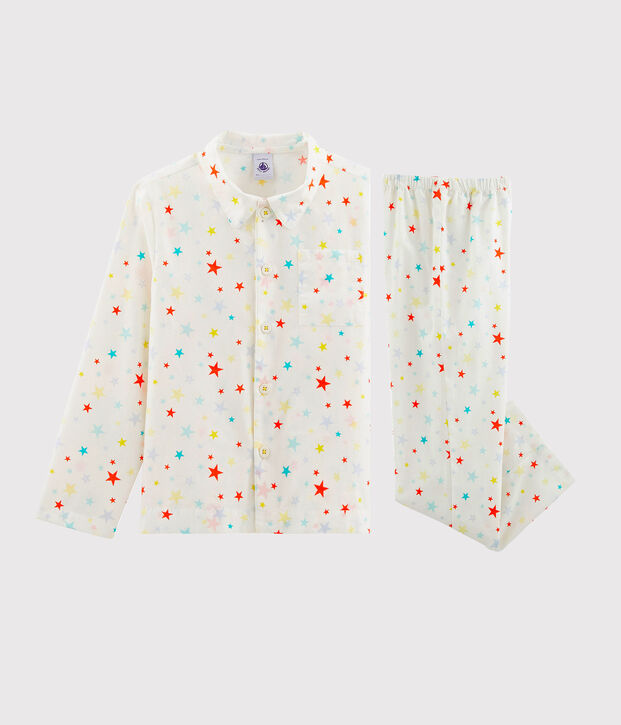 Boys' Twill Pyjamas white/multicolor