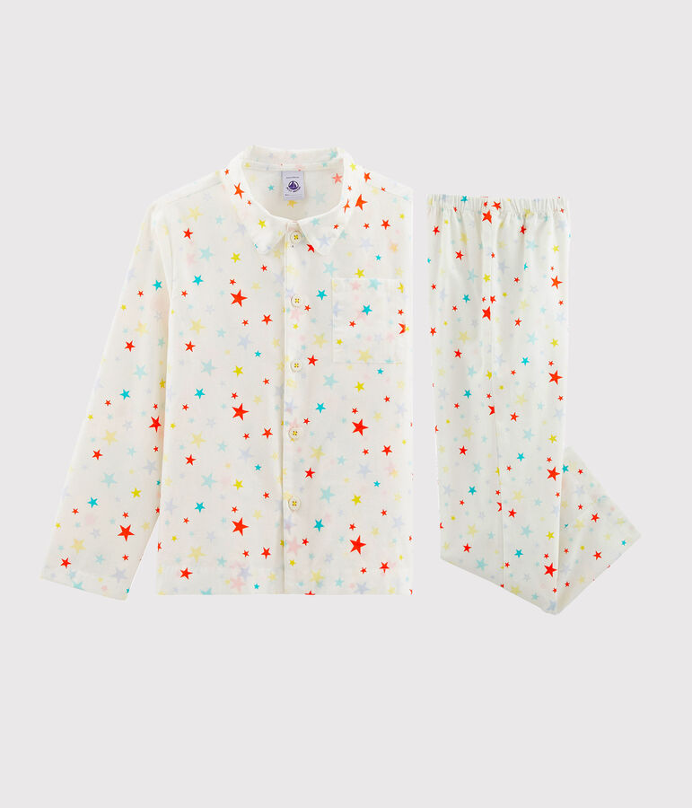 Boys' Twill Pyjamas MARSHMALLOW white/MULTICO white