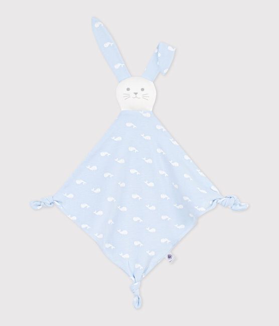 Babies' whale-print cotton comforter TOUDOU blue/MARSHMALLOW white