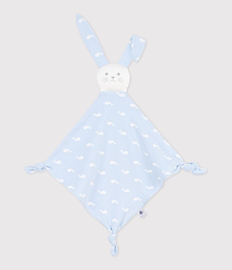 Babies' whale-print cotton comforter blue/white