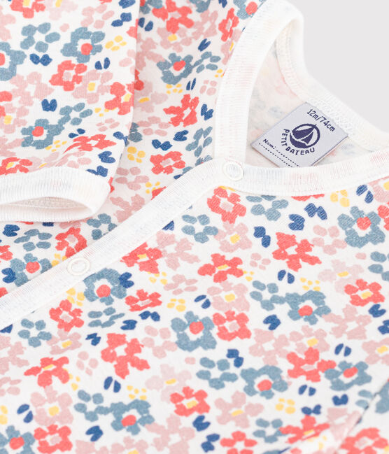 Babies' printed cotton footless pyjama suit MARSHMALLOW white/MULTICO white