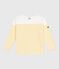 Children's long-sleeved cotton Breton T-shirt MARSHMALLOW white/ORGE