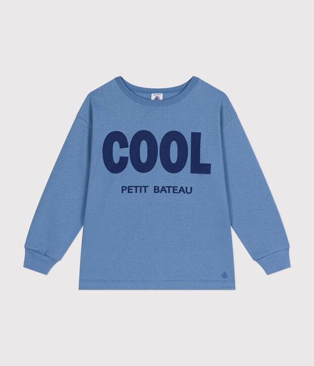 Little boys' long-sleeved T-shirt in fine jersey blue
