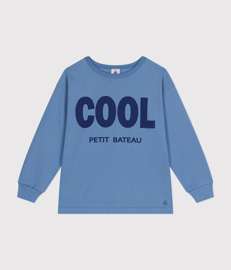 Little boys' long-sleeved T-shirt in fine jersey blue