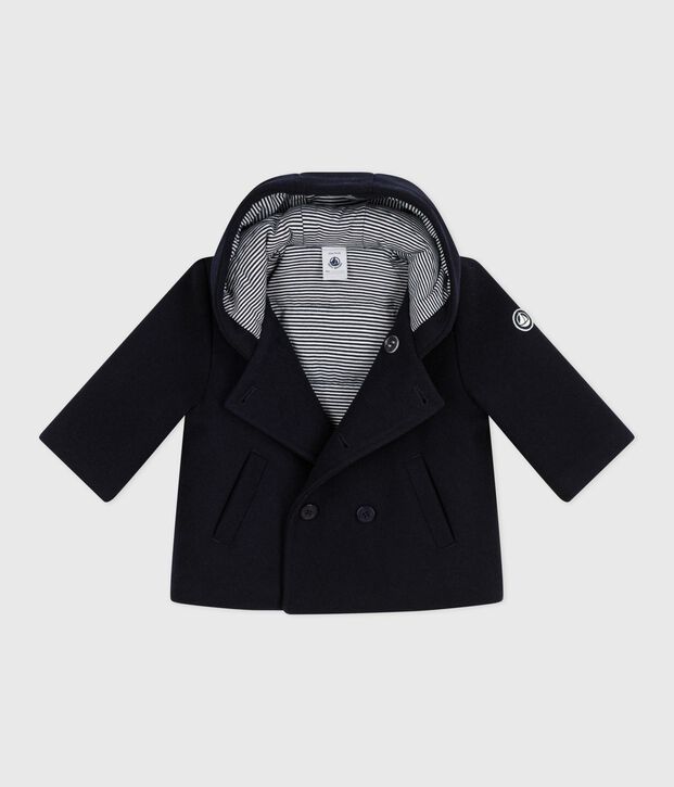 Babies' pea coat in plain woollen broadcloth SMOKING
