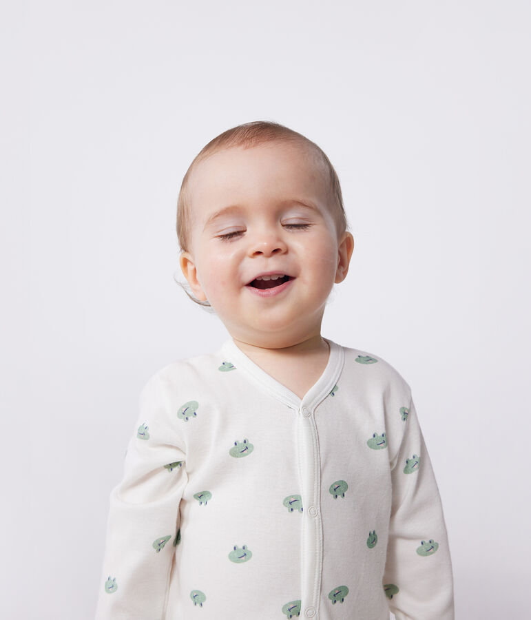 Babies' frog pattern cotton pyjamas white/multicolor