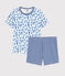 Boys' Cat Print Cotton Short Pyjamas MARSHMALLOW white/MULTICO white