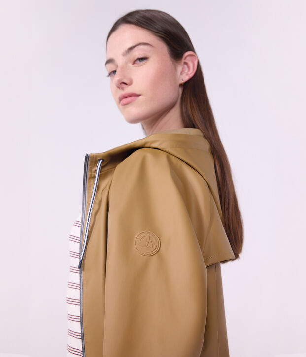Women's long raincoat in two colours LATTE