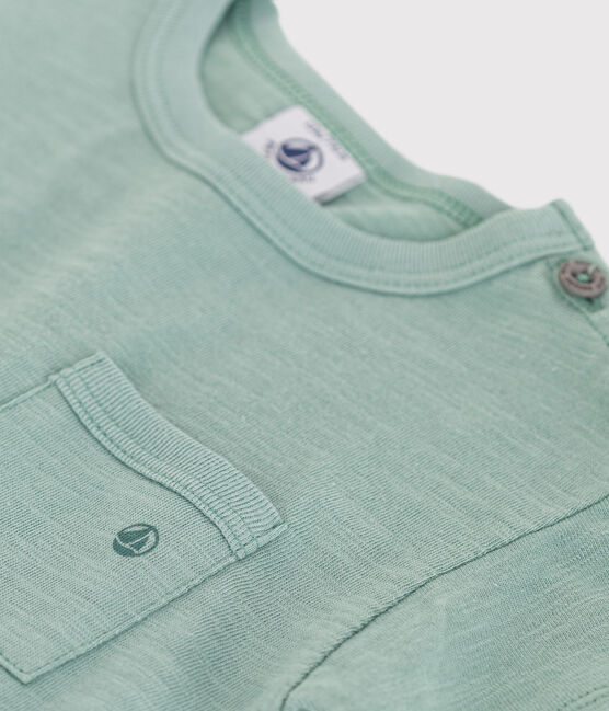 Babies' short-sleeved plain cotton T-shirt PAUL green