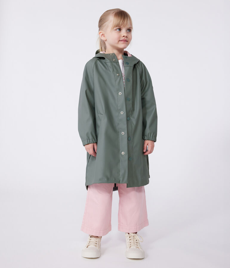 Children's long raincoat in two colours green/pink
