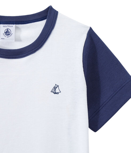 Boy's two-color shortie pyjamas CHALOUPE blue/ECUME white